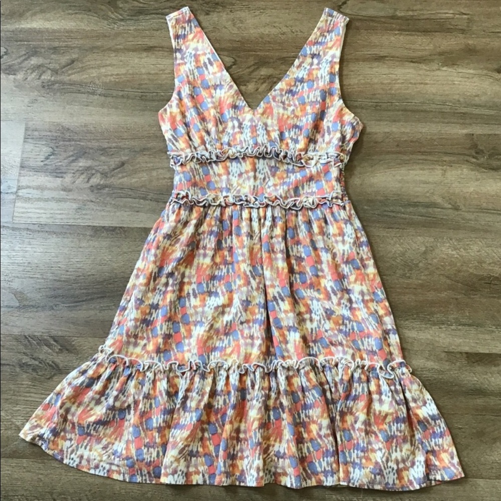 Pastel Tiered Ruffle V-Neck Mini Dress